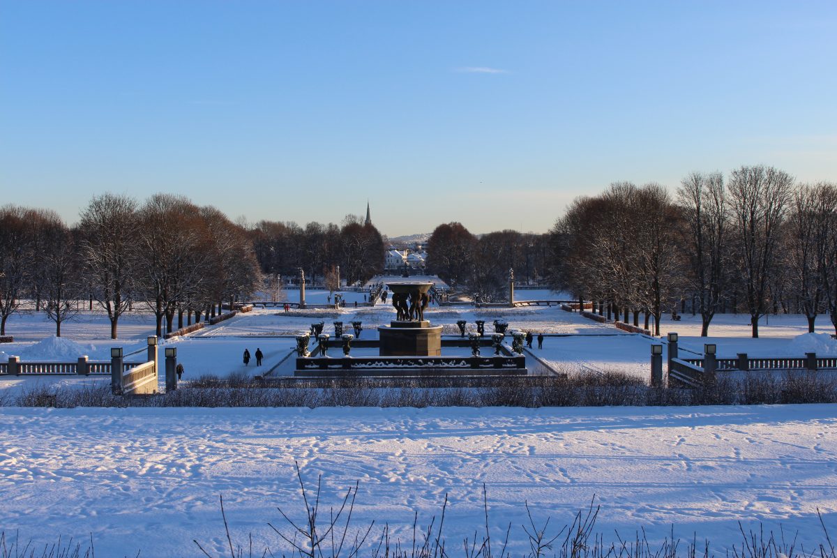 Vigeland Sculpture Park - view of Frogner Park in the snow
